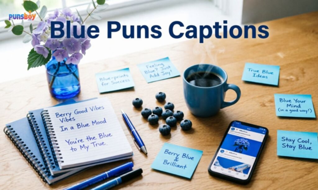 Blue Puns Captions