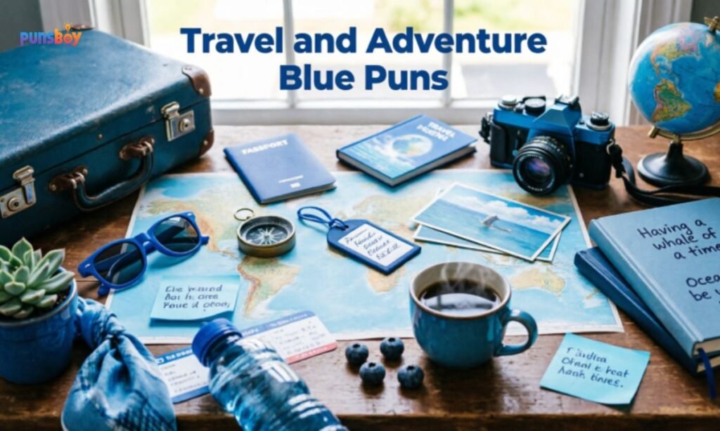 Travel and Adventure Blue Puns